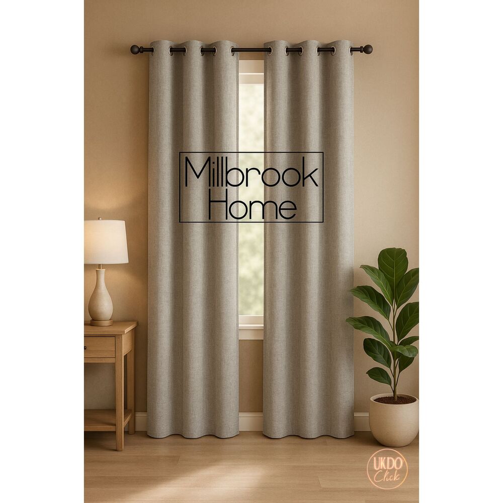 Millbrook Home Extra Wide Gray Linen Window Curtains Set 2 Panels 54x84 NWT